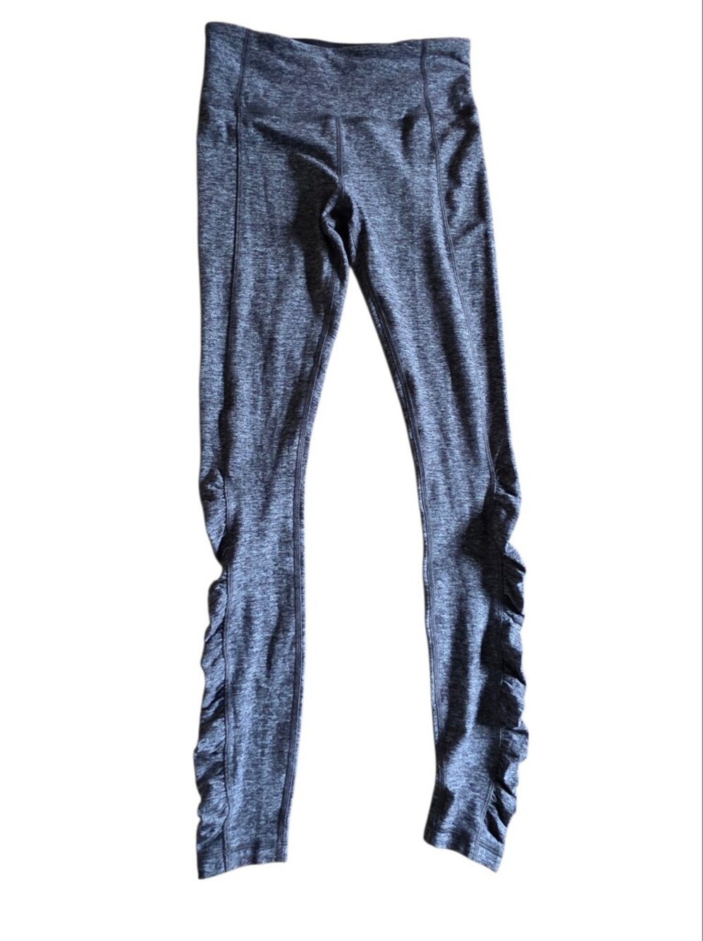 Lululemon Heathered Gray Ruffle Side Leggings
